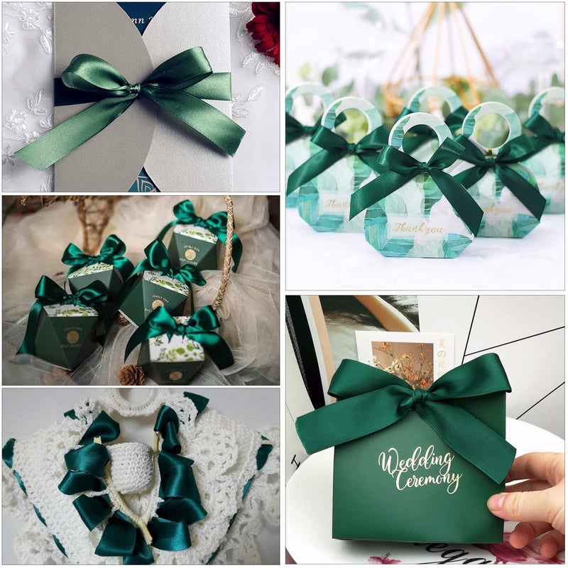 HLOMVE Solid Color Dark Green Satin Ribbon  1 Inches x 25 Yards Fabric Satin Ribbon for Gift Wrapping  Crafts  Hair Bows Making  Wreath  Wedding Party Decoration and Other Sewing Projects - Image 4